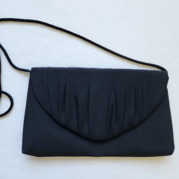 Le Regale Black Evening Formal Shoulder Bag Clutch Crossbody Elegant Glam Classy - Picture 7 of 13